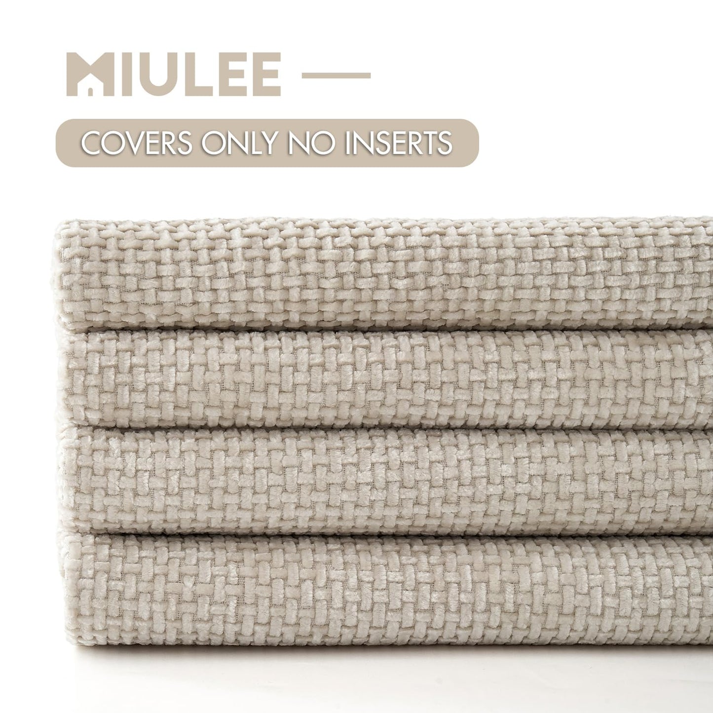 MIULEE Pack of 4 Couch Throw Pillow Covers 18x18 Inch Cream Soft Decorative Chenille Pillow Covers Farmhouse Accent Cushion Covers for Boho Spring Home Decor Sofa Bedroom Living Room