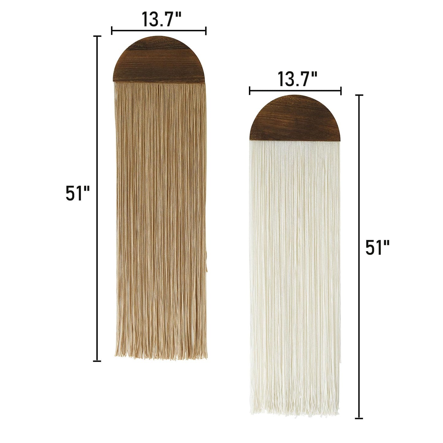 Flber 2 Pcs Macrame Wall Hanging Boho Wall Decor Handmade Macrame Art Tapestry Wedding Macrame Backdrop 13.7" W x 51" L For Living room Bedroom Headboard Decor
