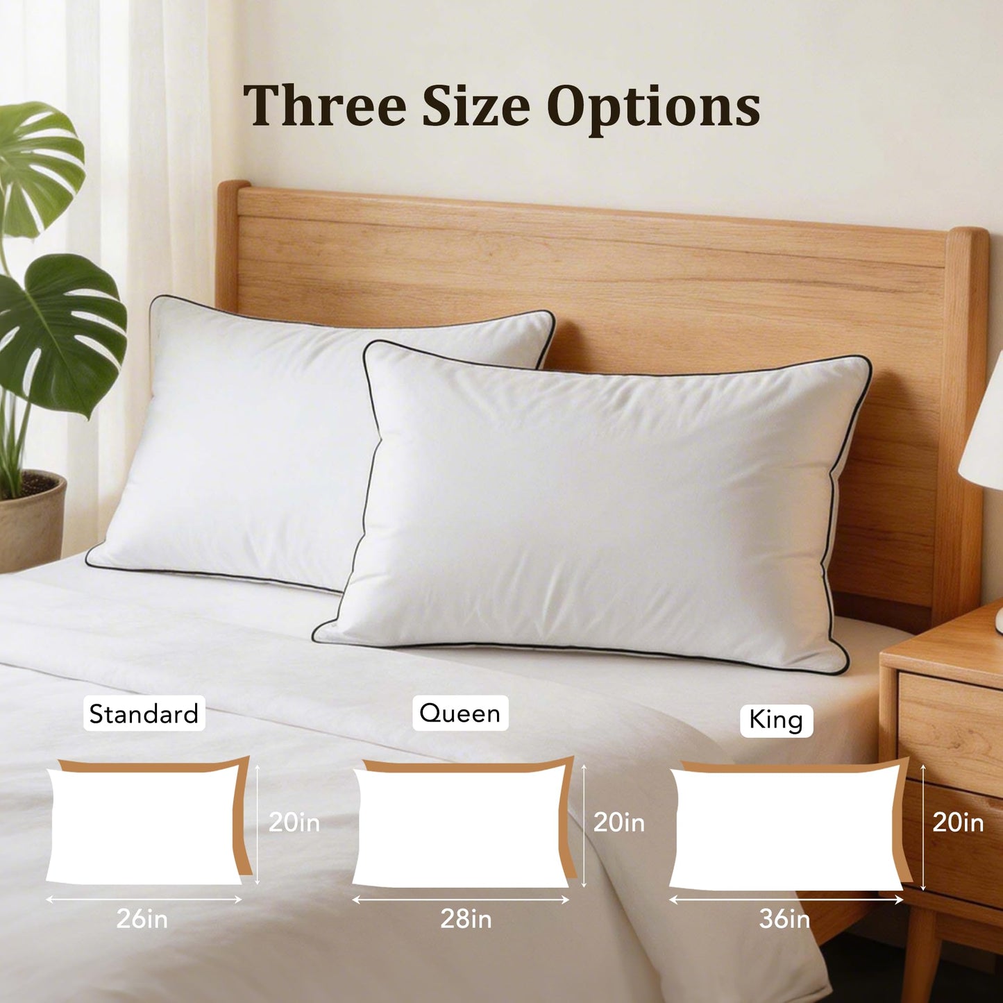 HYVIF Bed Pillow, Luxury Hotel Feather and Down Pillow for Side and Back Sleepers with Premium Cotton Shell, Gusseted Pillows for Sleeping, Soft and Supportive, Downproof, Queen Size 2 Pack