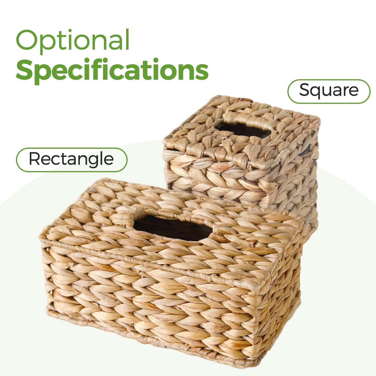 2 Pack Rectangle Wicker Tissue Box Cover Fits 120-Count (3-Ply) / 160-Count (2-Ply) Boxes, Natural Rattan Woven Facial Tissue Holder, Decorative Tissue Box Holder for Bathroom