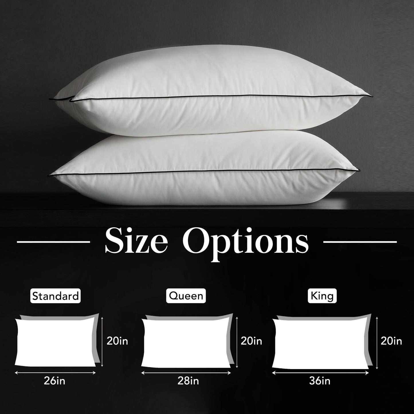 HYVIF Down Pillows, Luxury Hotel Collection White Premium Bed Pillow for Sleeping, 650 Fill Power,100% Cotton Fabric, Soft Support, Down Surrounded Pillow for Side and Back Sleepers, Stomach Sleepers