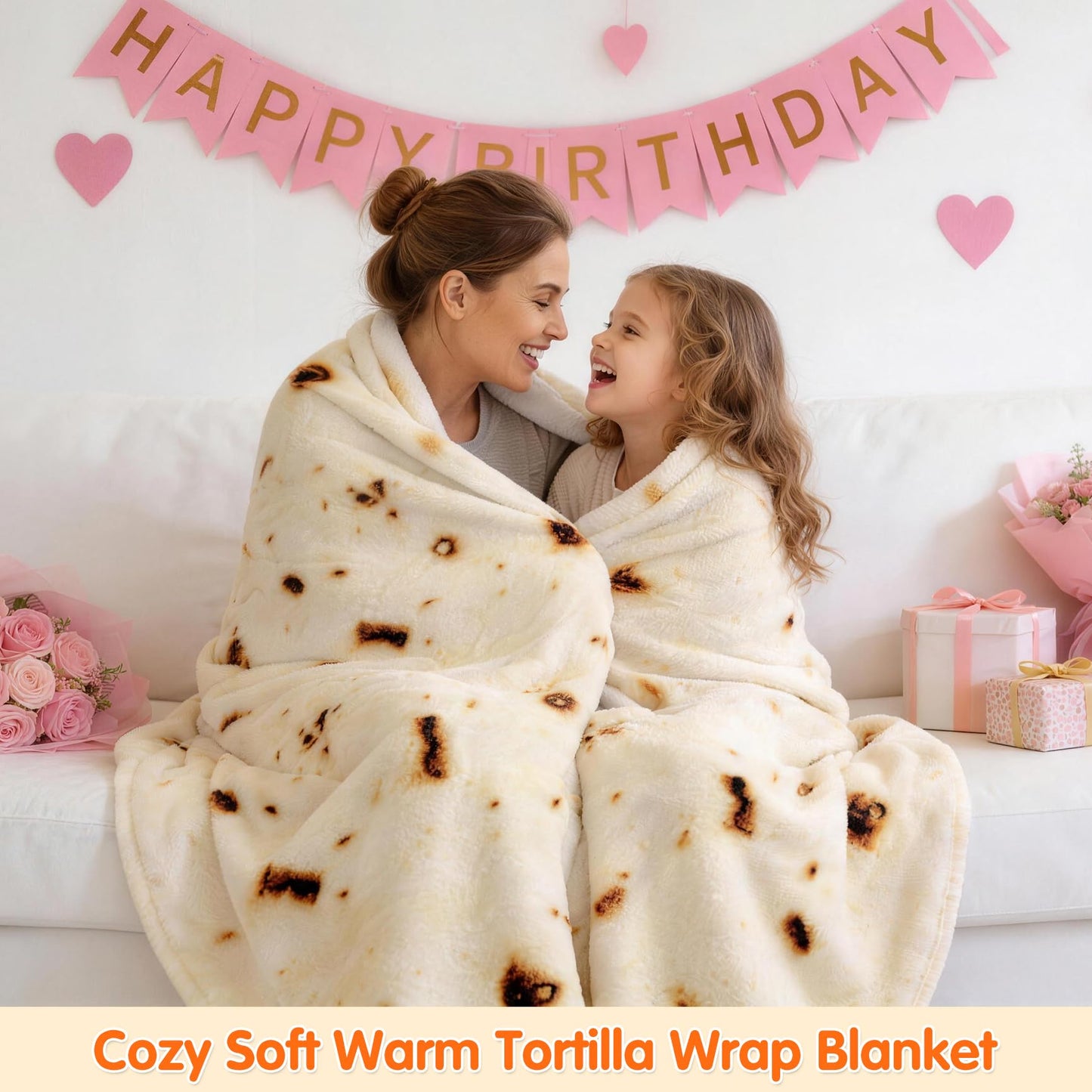 CASOFU Burrito Tortilla Throw Blanket 71 inches for Adult Kids, Novelty Tortilla Food Blanket Funny Gifts for Women Men Teens, 285GSM Soft Flannel Taco Blanket Birthday Gifts for Boys Girls(Beige)