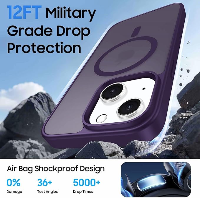 Ntwinro Magnetic for iPhone 14 Plus & iPhone 15 Plus Case (Compatible with MagSafe) with Detachable Wallet & Card Holder for 3 Cards [RFID Blocking] Military Grade Protective Slim Phone Cover, Purple