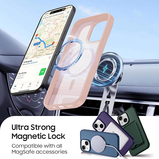 Ntwinro Magnetic for iPhone 14 Plus & iPhone 15 Plus Case (Compatible with MagSafe) with Detachable Wallet & Card Holder for 3 Cards [RFID Blocking] Military Grade Protective Slim Phone Cover, Pink