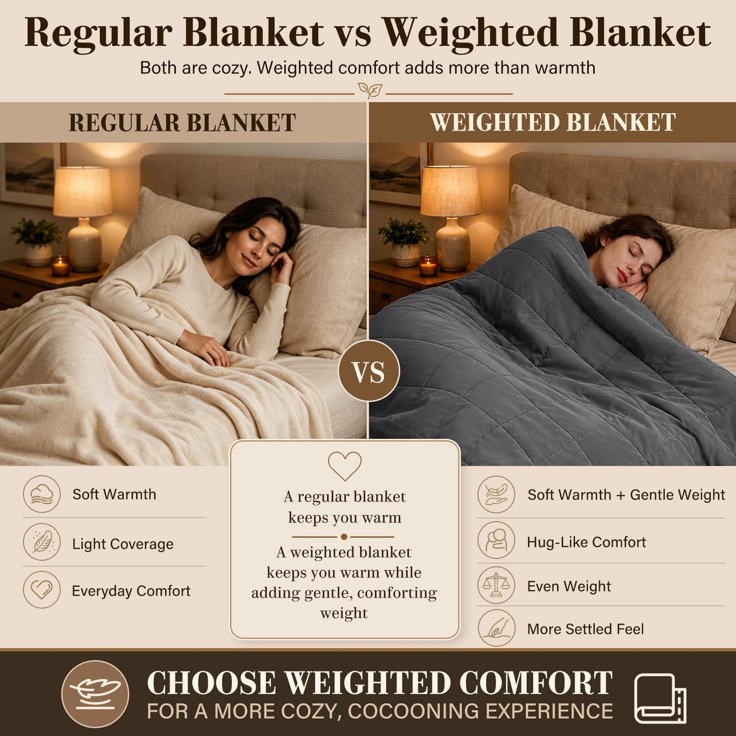 L'AGRATY Weighted Blanket for Adults 15lbs, 48"x72", Dark Grey Twin Full Size Heavy Throw Blanket, Cooling, Breathable, Microfiber with Glass Beads, Big, Washable, All-Season