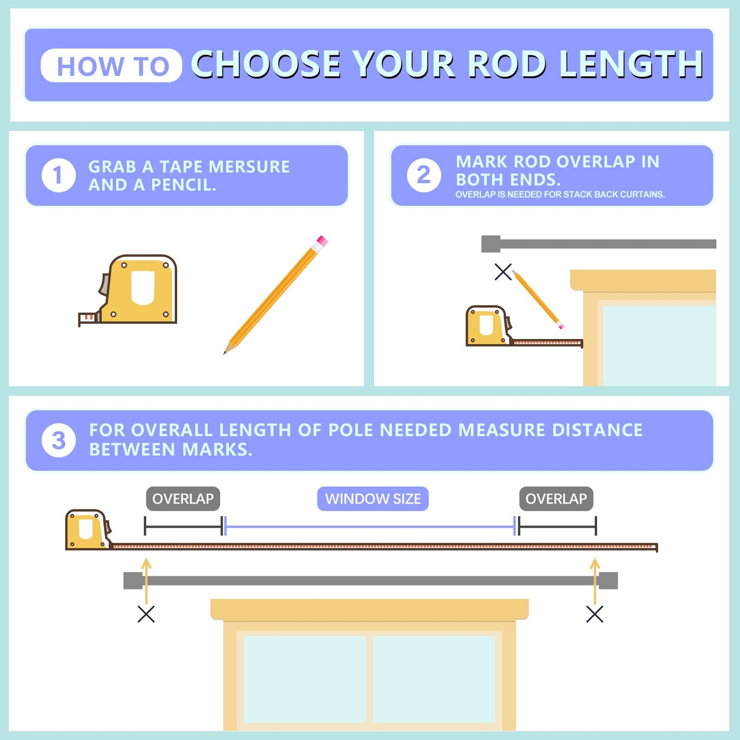 Byondeth Curtain Rods for Windows 16 to 88 Inches Adjustable Length 1 Inch Diameter Window Curtain Rod with Aluminium Finials, Black