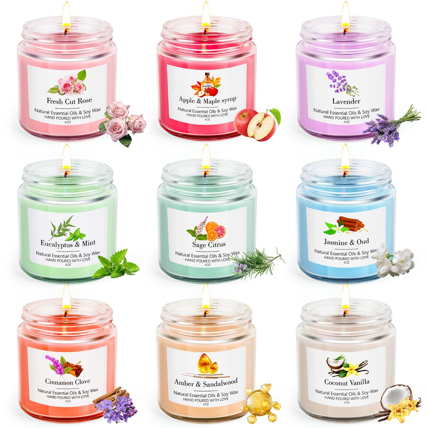 9 Pack Candles Gift for Women Aromatherapy Candles for Home Scented 36 oz 300 Hour Long Lasting Candles Gifts Set, Mothers Day Gifts, Birthday, Valentine, Christmas, Anniversary Holiday Home Decor