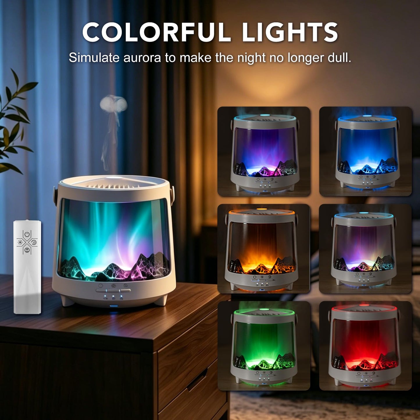 Essential Oil Diffuser, Jellyfish Aroma Diffuser Portable Aurora Flame Diffuser, 300ml Ultrasonic Cold Mist Humidifier, wimer and Auto-Off Function, Suitable for Home and Room (White)