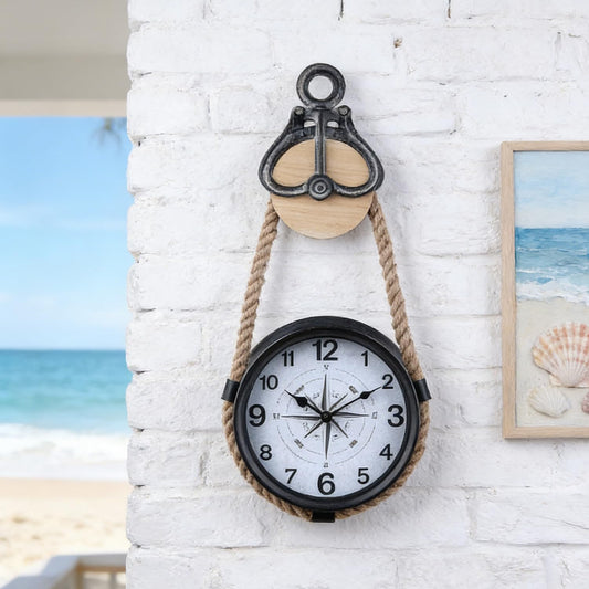 TOHOOYO Retro Rust Wall Clock Non Ticking Large Iron Antique Hanging Clocks Vintage Innovative Classic, Silent Quartz Round Clock for Office Bedroom Living Room Decor