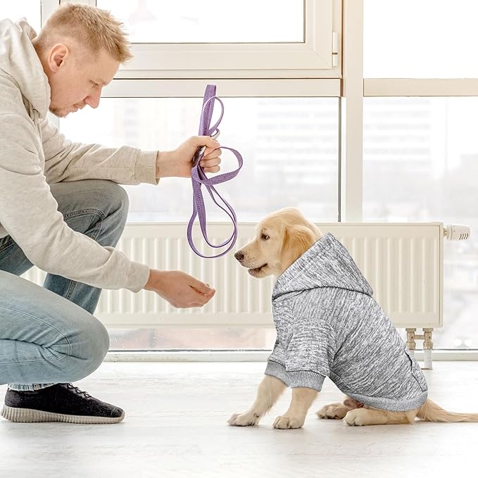 Dog Sweaters for Small Dogs Hoodie Fleece Dog Sweater Soft Clothes Sweatshirt with Pocket Hoodie for Small Dogs Puppy(Grey&S)