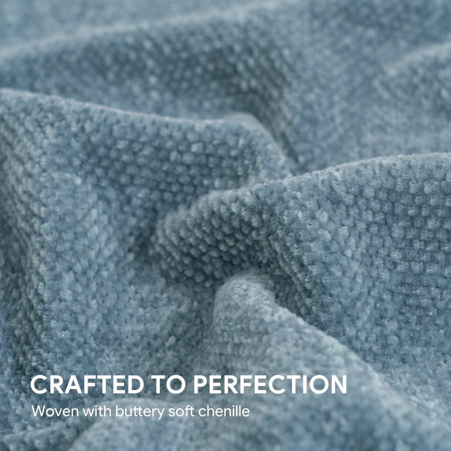 RECYCO Throw Blanket Soft Cozy Chenille Throw Blanket with Fringe Tassel for Couch Sofa Chair Bed Living Room Gift (Dusty Blue, 50'' x 60'')