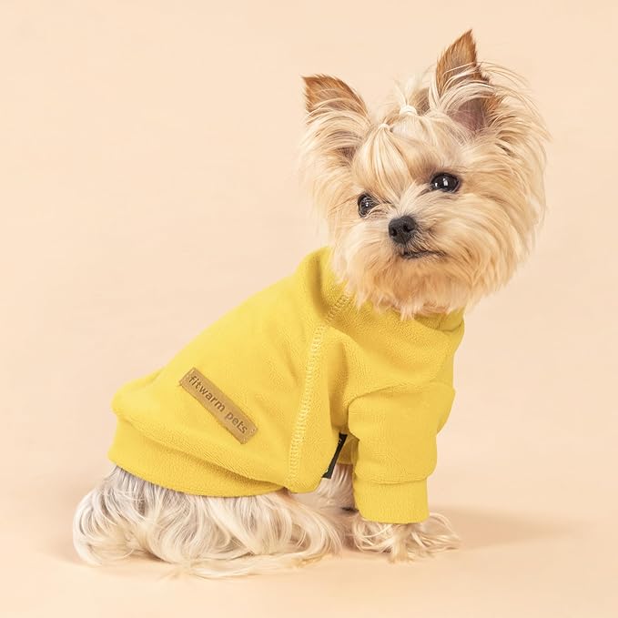 Fitwarm 3 Pack Classic Fleece Dog Sweater, Turtleneck Dog Sweatshirt, Winter Clothes for Small Dogs BoyGirl, Pet Pullover Jumper, Cat Apparel, Orange, Yellow, Coffee, Medium