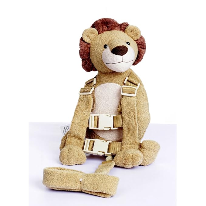 2 in 1 Lion Toddler Safety Harness Backpack Children's Walking Leash Strap（Yellow）