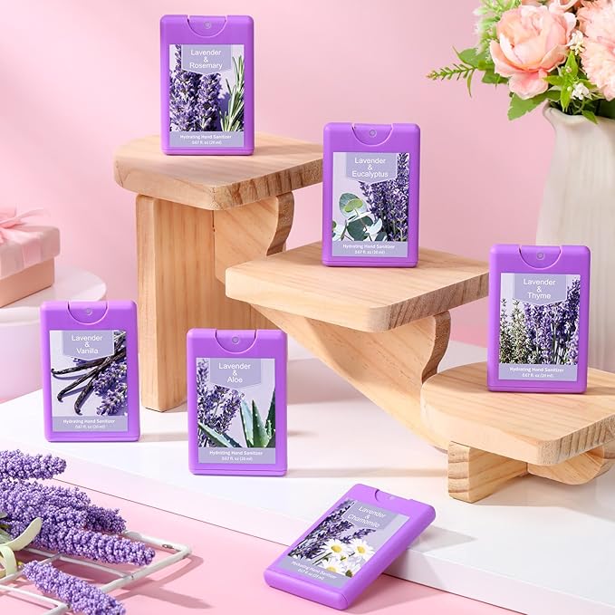 6 Pcs Hand Sanitizer Spray Lavender Scented Hydrating Hand Sanitizer Travel Size Portable Cleans Hands Sanitizing for Travel Adults Office Team Family School