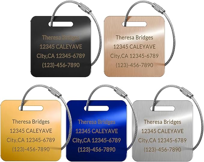 (5Pack Made in USA) Custom Personalized Luggage Tags-Customized Unique tag for Suitcase Backpack Travel,Bags (Hexagon (2 × 2))