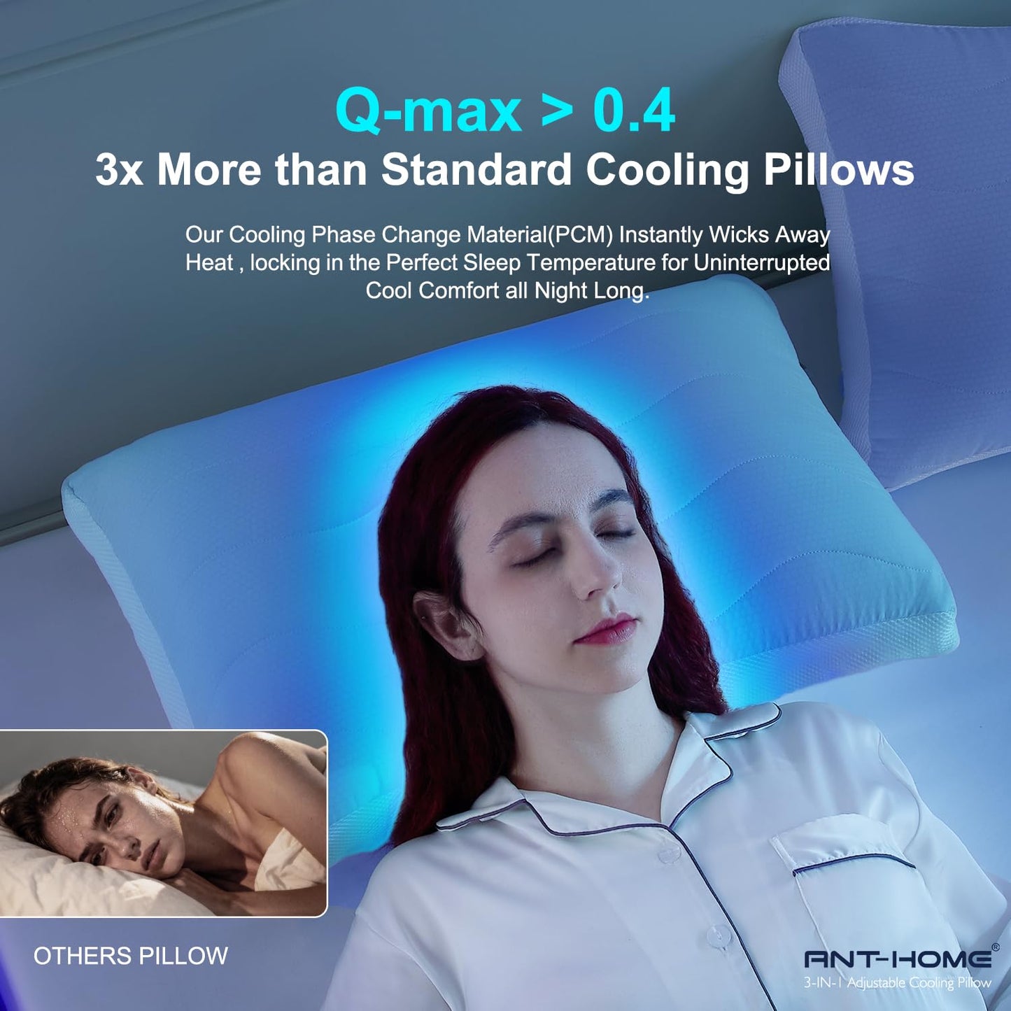 ANT-HOME Adjustable Firm Pillow for Side Sleepers,Standard Size Adjust Cooling Bed Pillows for Back,Stomach,Hot Sleepers,Luxury Pillows for Sleeping Set of 1