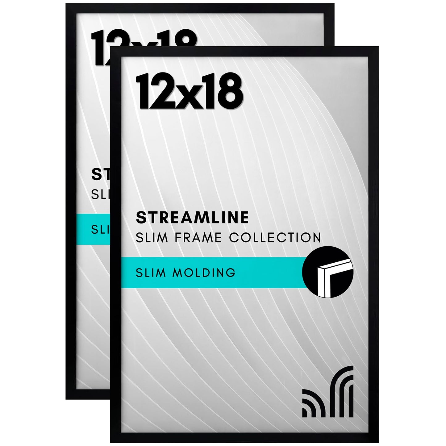 Americanflat 12x18 Poster Frame with Polished Plexiglass - Set of 2 - Streamline Collection - Thin Border Photo Frame for Wall Display - Hanging Hardware Included - Black