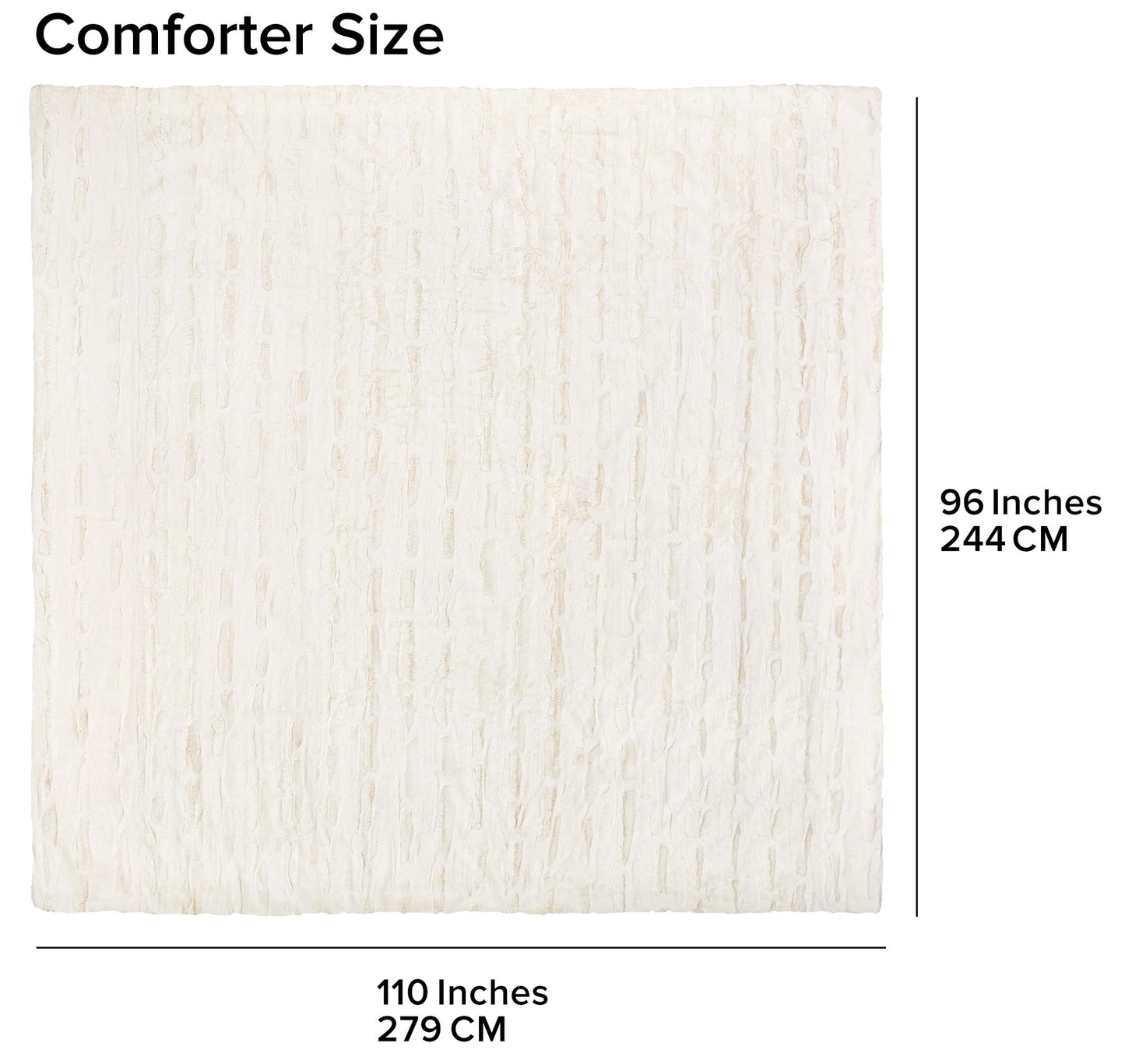 UGG King Size Comforter Set, Luxury Faux Fur Extra Soft King Comforter Set, Oversized Fluffy Reversible Cream Micromink Bedding with 2 Zipper Pillow Shams, Bedroom Decor, Snow White, Alondra