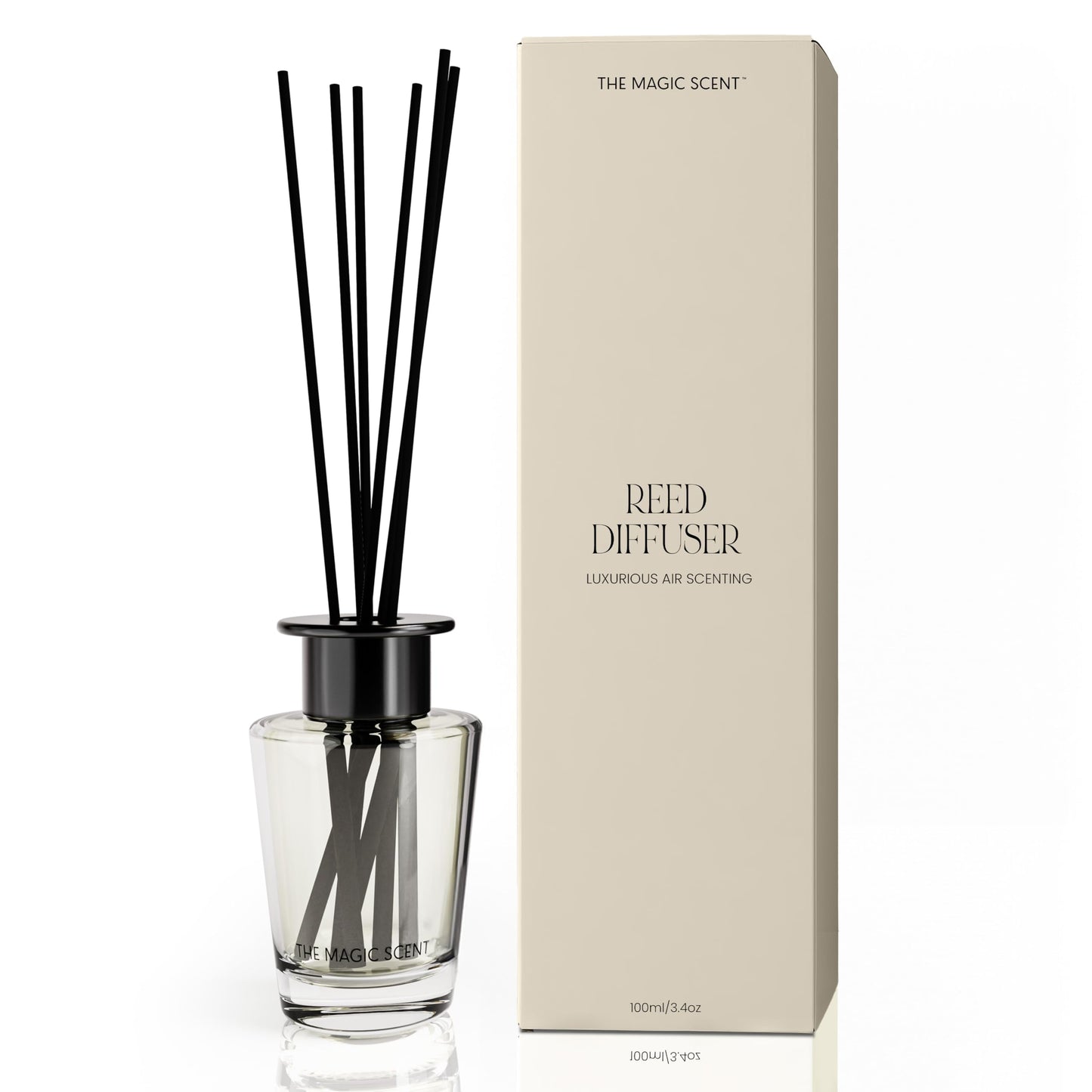 The Magic Scent Mahogany & Teakwood Reed Diffuser for Home - Luxury Scent Diffuser with Premium Fiber Reeds for Lasting Gentle Dispersal - Natural, Toxin-Free Aroma Inspired by Ambercrombie & Fitch