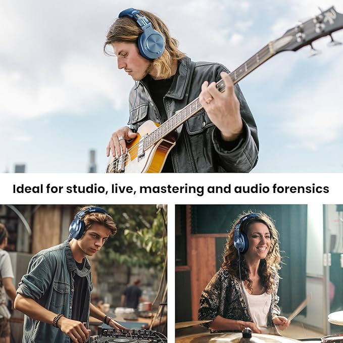 OneOdio A71 Hi-Res Studio Recording Headphones - Wired Over Ear Headphone with SharePort, Monitoring Mixing Foldable Headset with Stereo Sound, 3.5/6.35MM Jack for PC Computer DJ Guitar-Sky Blue
