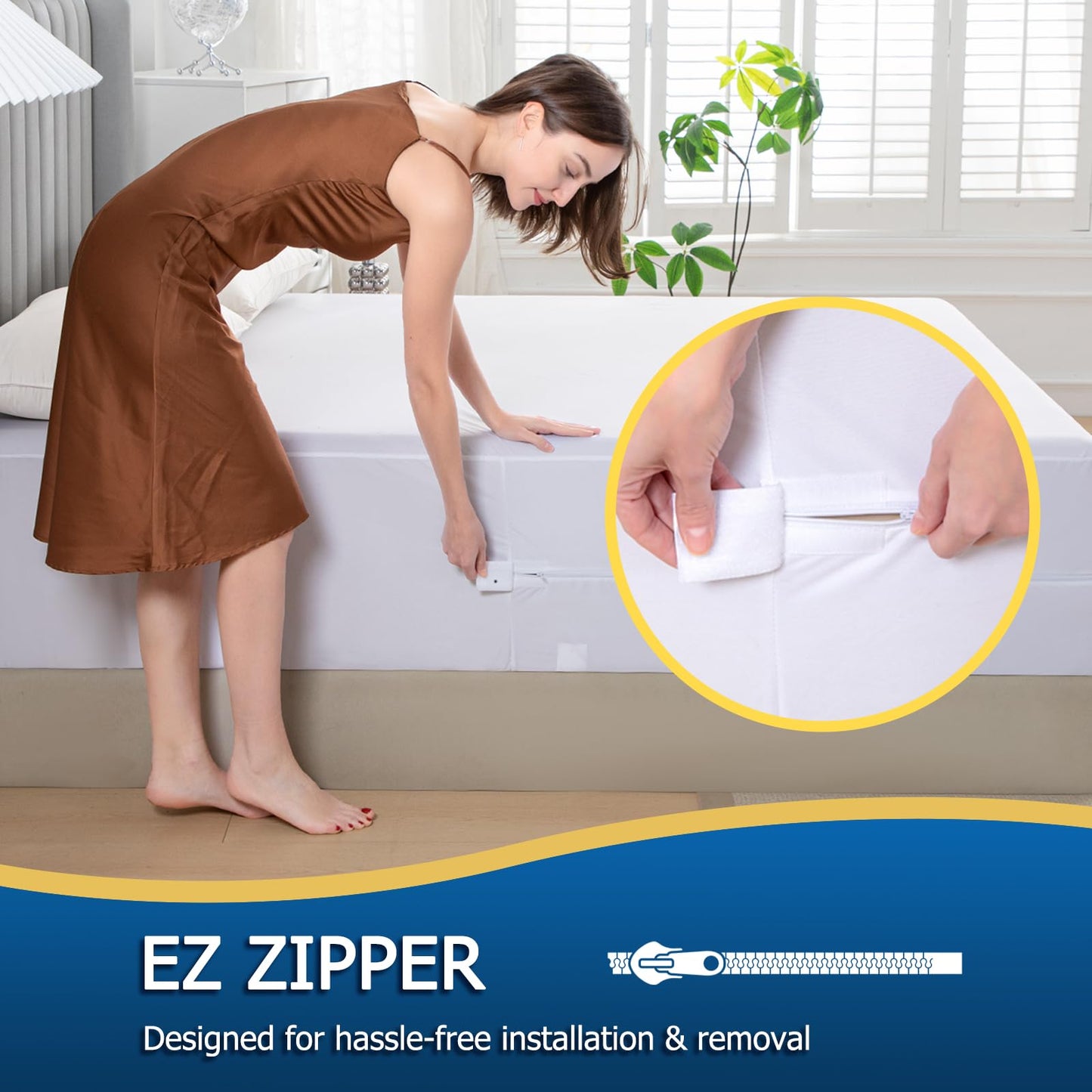 Body Pillowcase with Zipper + Zippered Mattress Encasement Queen