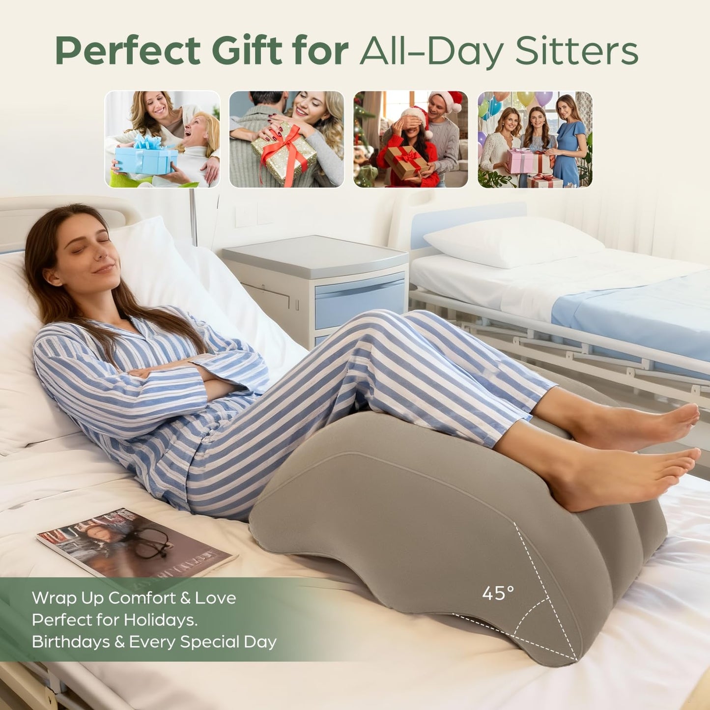 Yeria Inflatable Leg Elevation Pillow After Surgery, Wedge Leg Knee Elevating Pillows for Blood Circulation for Traveling, Injury Recovery, Swelling, Leg Support Cushion Knee Hip Ankles Pain
