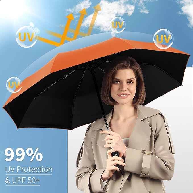 Seniny Windproof Travel Umbrella, Automatic Umbrellas for Rain, Portable & Compact Umbrellas for Backpack, Strong UV for Protection, Folding Small Sun Umbrella for Car, Walking