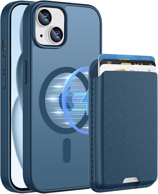 Ntwinro Magnetic for iPhone 13 & iPhone 14 Case (Compatible with MagSafe) with Detachable Wallet & Card Holder for 3 Cards [RFID Blocking] Military Grade Protective Slim Phone Cover, Deep Blue