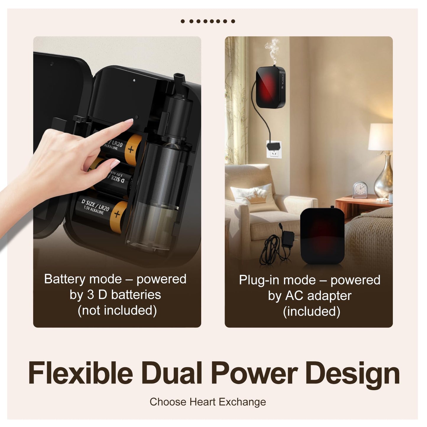 Tuqila Waterless Essential Oil Diffuser Machine Plug-in or 3 D Batteries Operated, Cold Air Aroma Diffuser Up to 2000 Sq, Ft, APP Control Smart Scent Diffision for Home, Hotel, Office (with 20ml Oil)