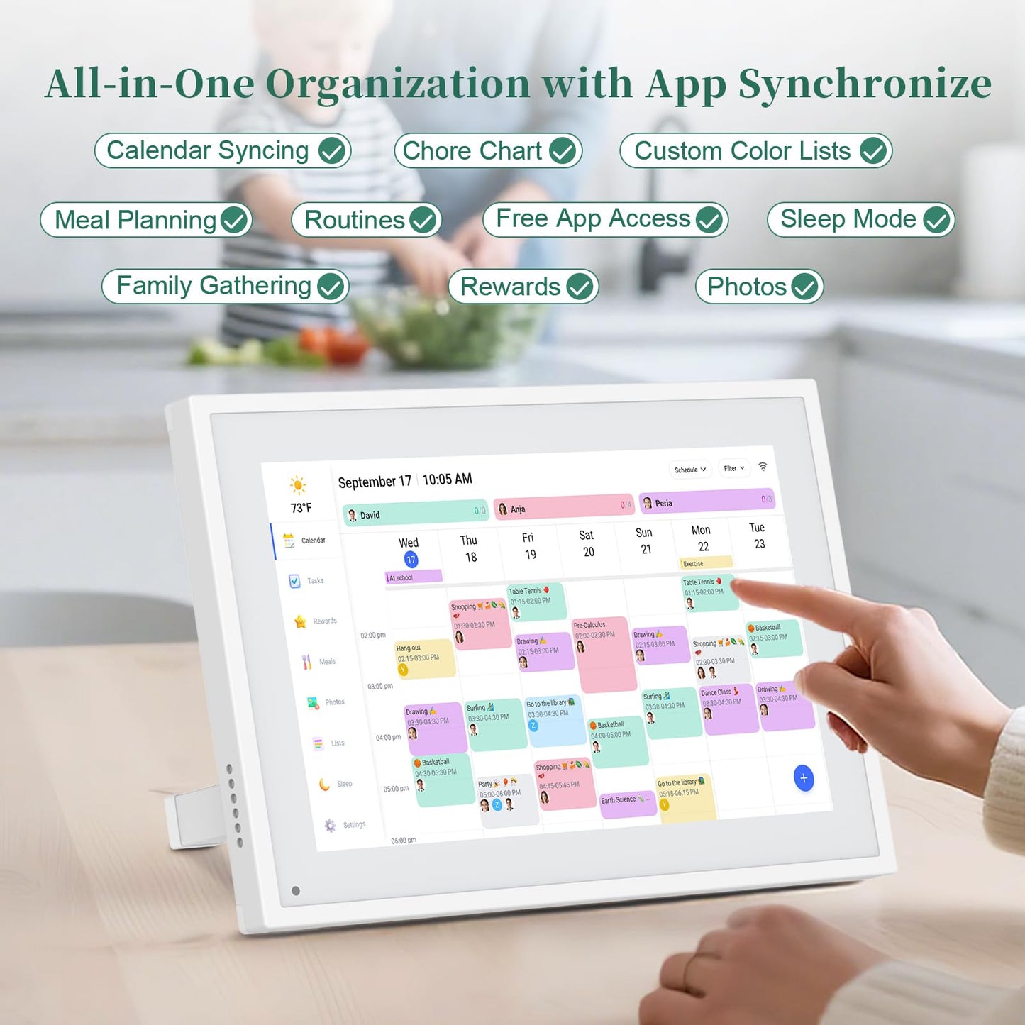 Digital Calendar,10.1 Inch Smart Electronic Calendar Family Planner,IPS HD Touch Screen Home Interactive with WiFi App Control,AI Meal Schedule, Duty Chart,Achievement Rewards-Share Photos,Videos and Sound Reminder,Gifts for Women Men Mom Dad,Desk Calenda