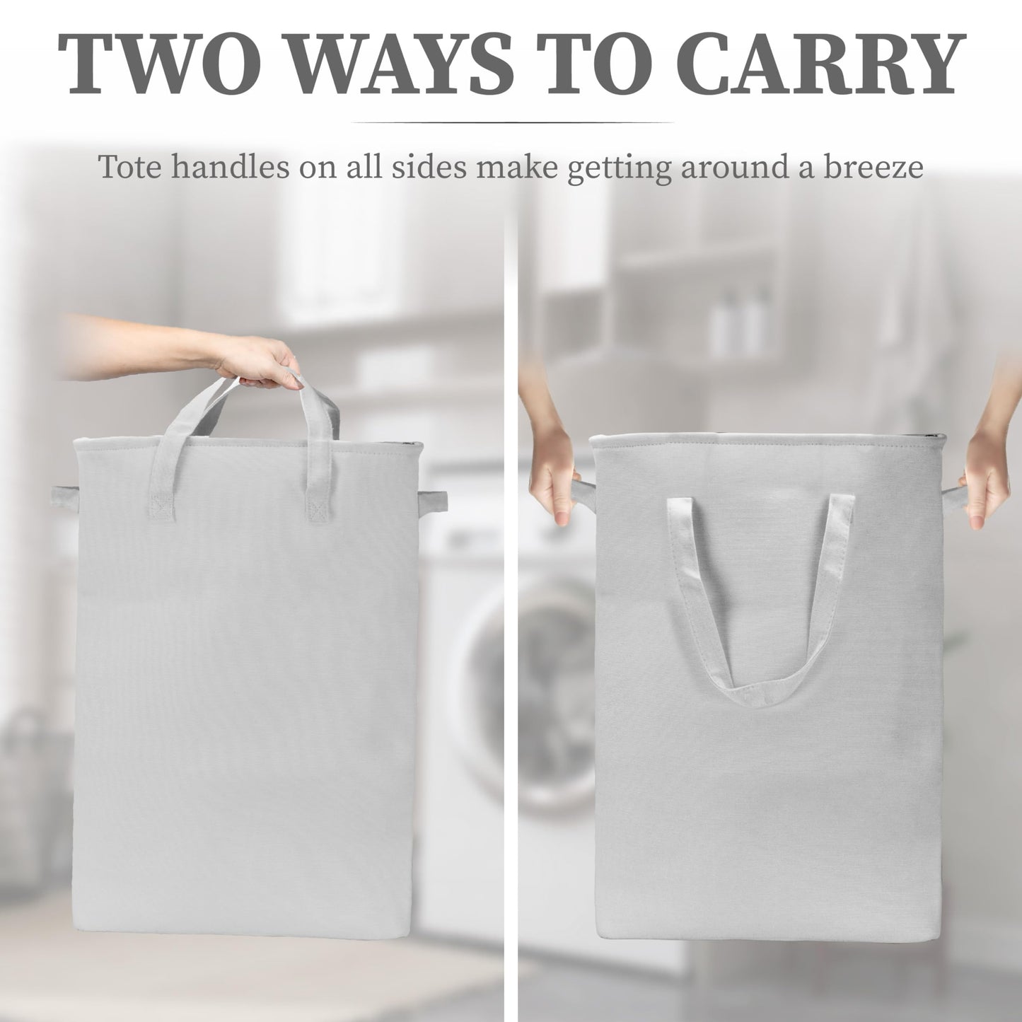 BROOKSTONE, Slim Laundry Hamper with Handles, Perfectly Sized for Everyday Use, Foldable Travel Laundry Bag for Dirty Clothes, Laundry Basket for Dorms and Bedrooms
