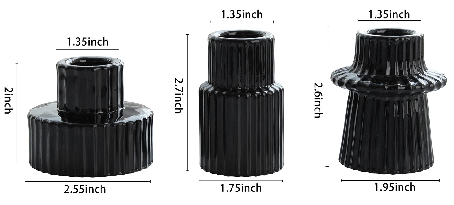 Vixdonos Taper Glass Candlestick Holders Tealight Candle Holders for Table Centerpieces, Wedding Decor and Dinner Party (6 Pcs, Black)