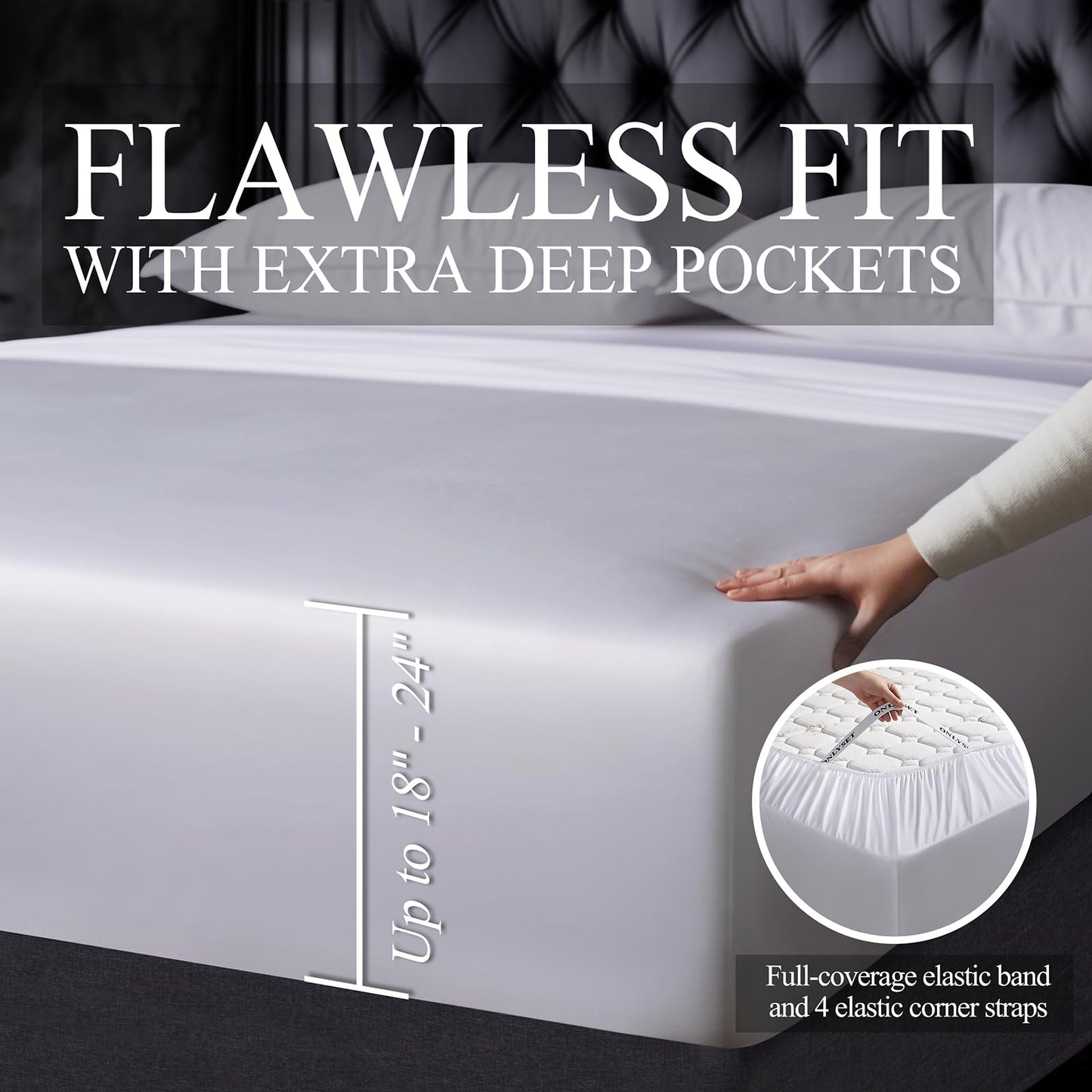 OnlySet 18-24 Inch Extra Deep Pocket King Sheet Set, 100% Viscose Derived from Bamboo Sheets King Size Bed Sheets, 4Pcs Soft Ivory Cooling Sheets for Hot Sleepers