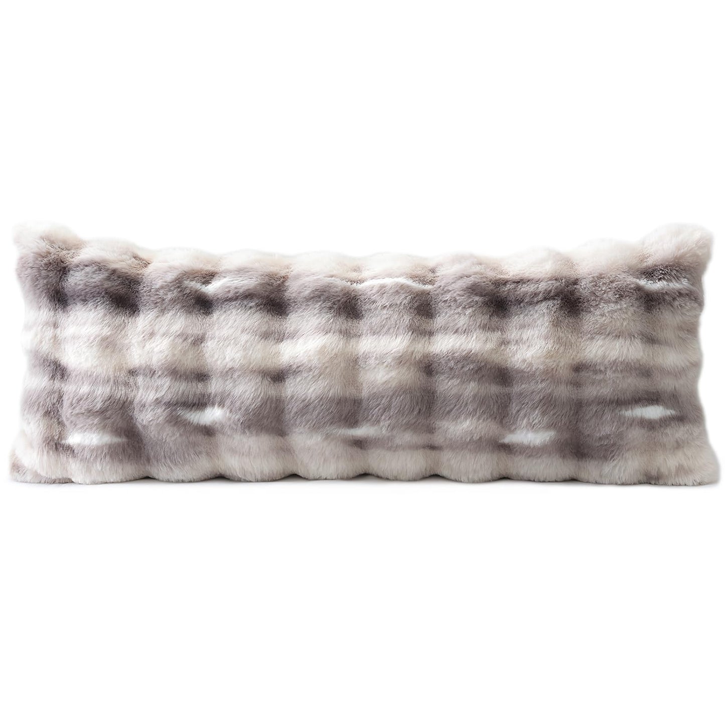 OTOSTAR Set of 1 Plush Throw Pillow Cover 14x36 Inch Soft Decorative Fluffy Faux Fur Pillowcase Cushion Cover for Couch Sofa Bedroom (Grey Taupe)