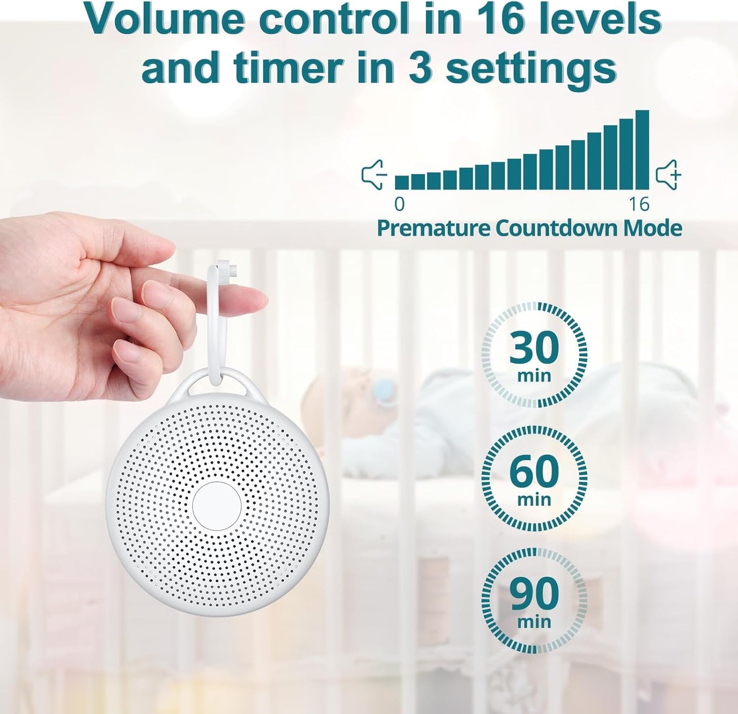 YGiTK Portable White Noise Machine for Baby & Adults, 24 Soothing Sounds Sleep Sound Machine with Night Light, Timer & Memory Function, USB Rechargeable Portable Sound Machine for Travel Home Office
