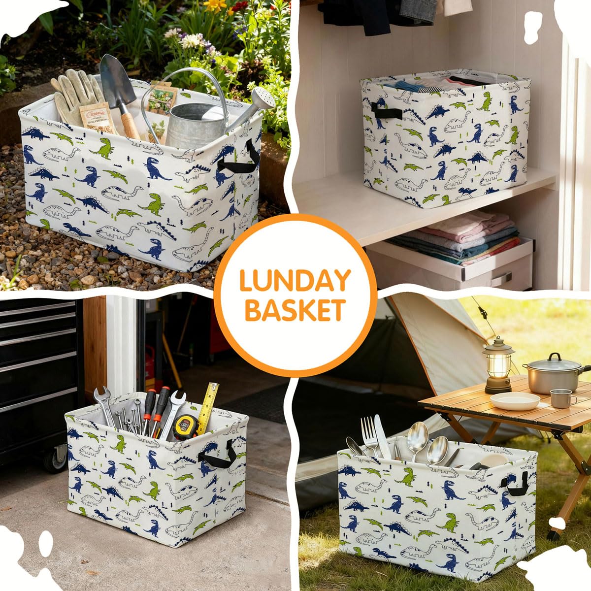 55L Dinosaurs Laundry Basket Dirty Clothes Hamper with Handles,Foldable Blanket Storage Large Laundry Hamper with Waterproof PE,Toy Storage Bin Organizer,Cube Clothes Organizer,Home Decor