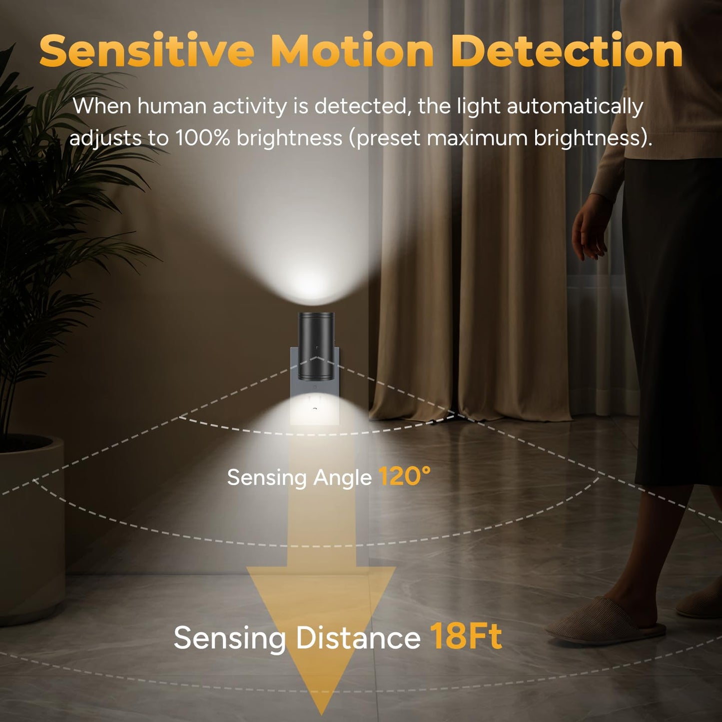 TSEXES LED Night Lights Plug into Wall, Motion Sensor & Dusk to Dawn Sensor,Dimmable 5000K Nightlight with 0-300 lm Adjustable Brightness for Hallway, Stairs, Kitchen, Bathroom(2 Pack)