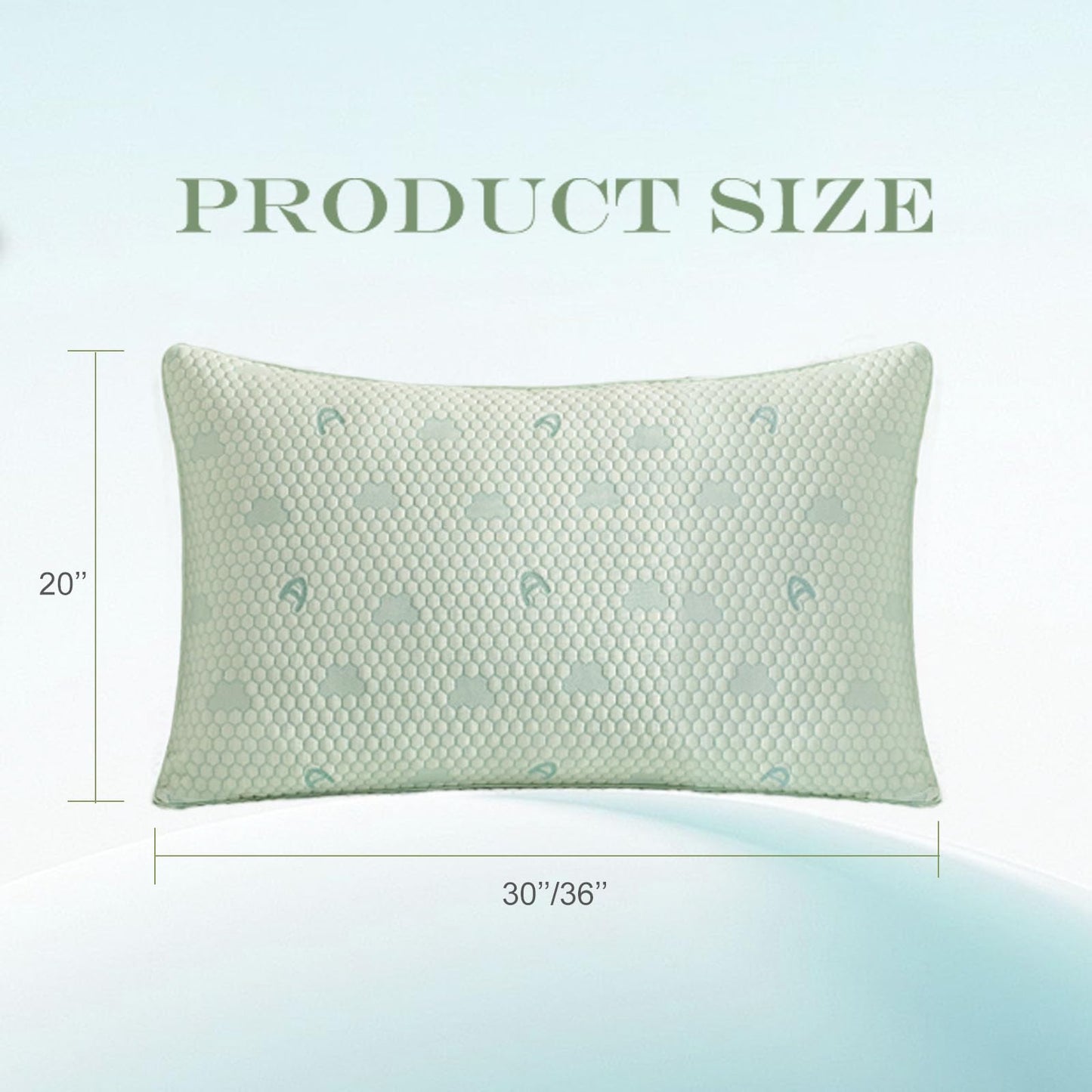 ACCURATEX Cooling Memory Foam Pillows for Sleeping King Size Set of 2, Adjustable Fluffy Pillows with Removable Cover, Cool Bed Pillow for Side Back Stomach Sleepers, Machine Washable, Green