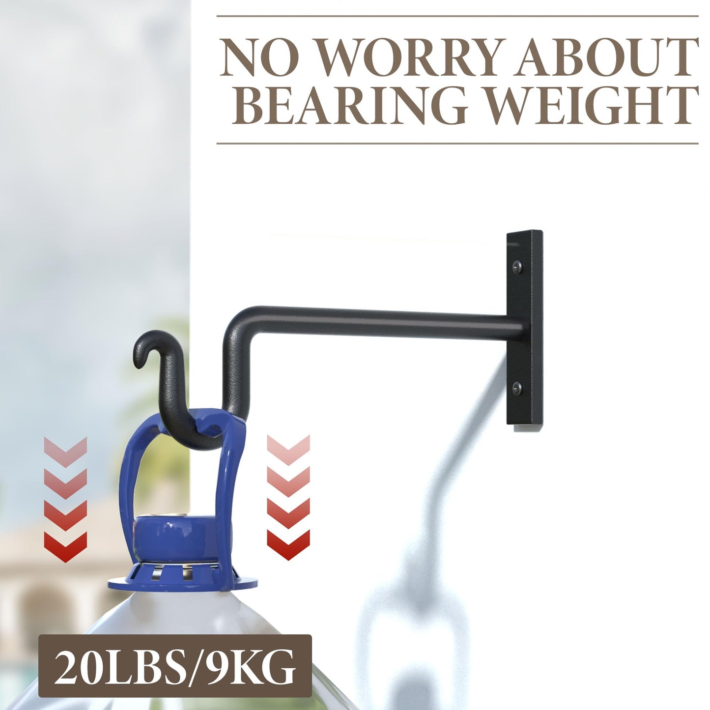 KOOKASHOP Plant Hook Plant Hanger, 2 Pack 8 Inch Plant Bracket, Metal Plant Wall Hooks for Hanging Flower Basket, Lanterns, Bird Feeder, Wind Chimes Indoor & Outdoor.