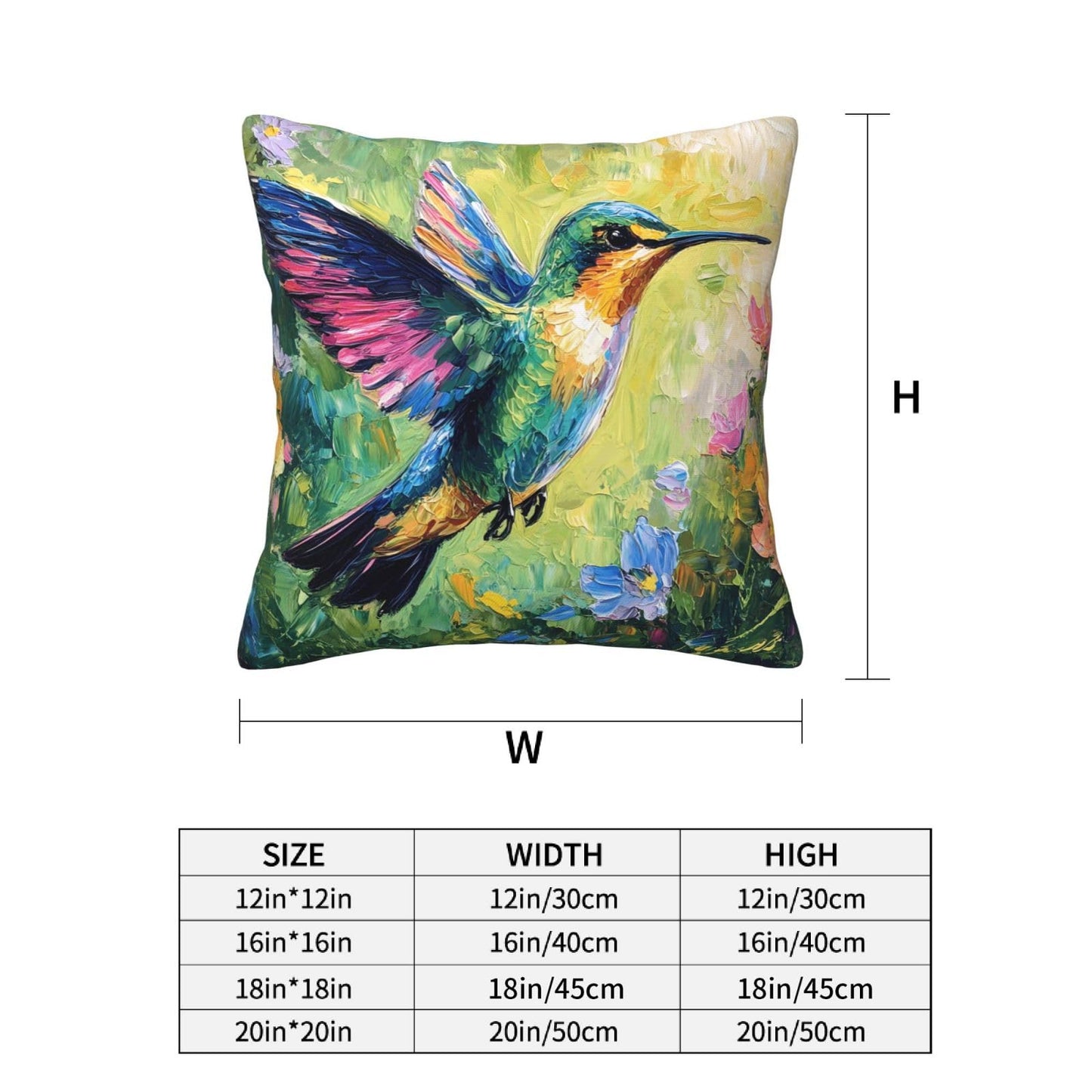 Hummingbird Throw Pillow Covers Set of 4 Decorative Soft Linen Fabric Square Cushion Case for Room Bedroom Sofa Car 18x18