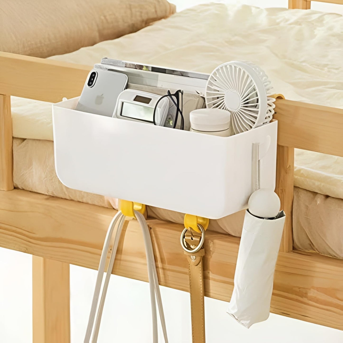 GWEOBZ Bunk Bed Shelf for Top Bunk Bedside Shelf Accessories for Kids Bunk Bed Caddy with Hooks for Bed Rail