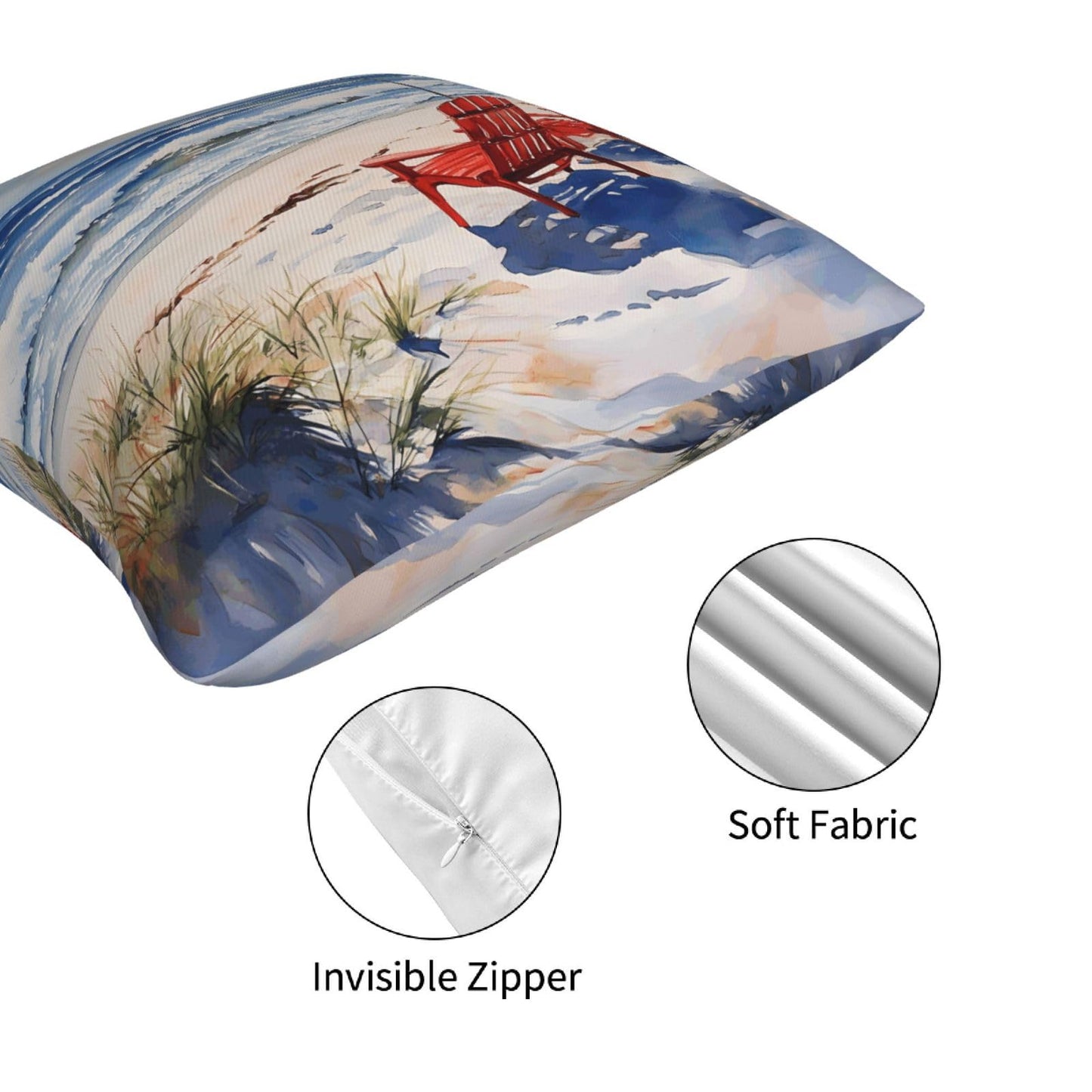 Worltoldb Christmas Bear Deer Throw Pillow Covers Set of 4 Winter Xmas Decorative Soft Linen Fabric Square Cushion Case for Room Bedroom Sofa Car 18x18 (Summer Beach, 18"x18")