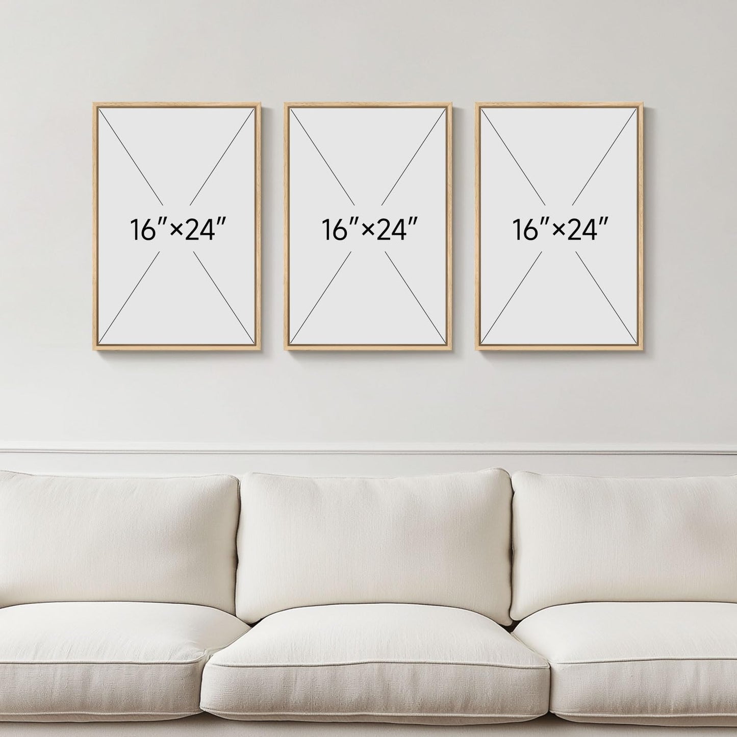 Framed Earth Tone Boho Abstract Wall Art Bedroom, 3 Piece Neutral Modern Bohemian Paintings Prints Canvas Artwork for Walls, Boho Triptych Pictures for Living Room Home Office Wall Decor, 16x24 Inch