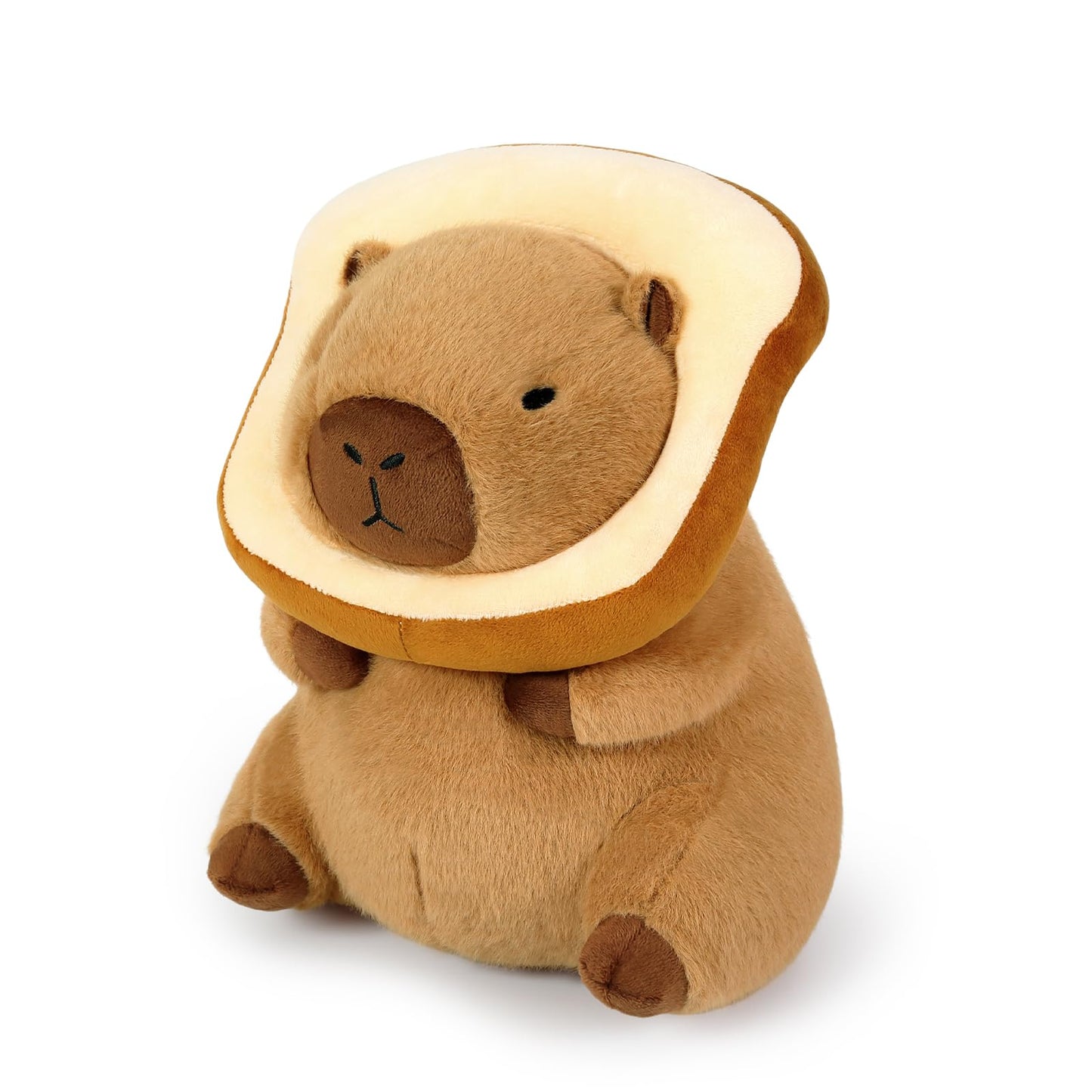 Ditucu Cute Capybara Plush Pillow with Wearable Toast Headgear Stuffed Animal Bread Capibara Plushies Toys Gifts for Kids Brown 11 inch