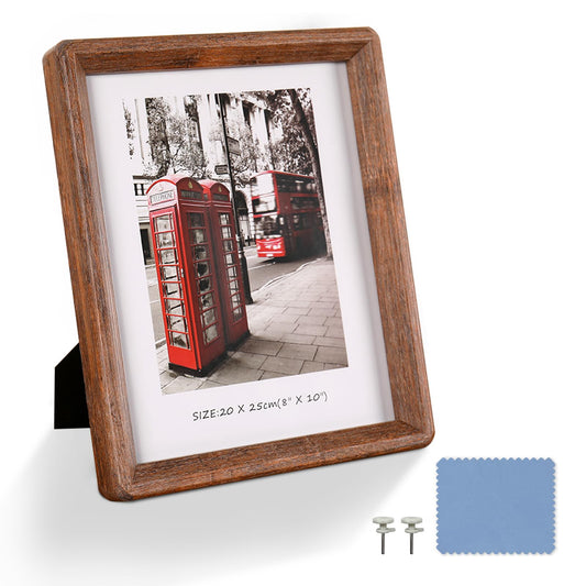 YAAPSDR 8x10 Picture Frame - Rustic Wooden Picture Frame with Real Tempered Glass, Gift Box Barn Wood Frame with Rounded Corner, Suitable for Hanging or Tabletop Display