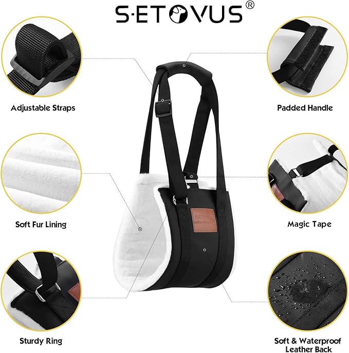 S-ETOVUS Dog Sling for Back Legs, Dog Lift Harness, Magic Tape Dog Sling for Large Dogs Hind Leg Support, Elderly Dog Lifter, Help Canie Hip Arthritis K9 Cruciate Ligament Rehabilitation (Medium)