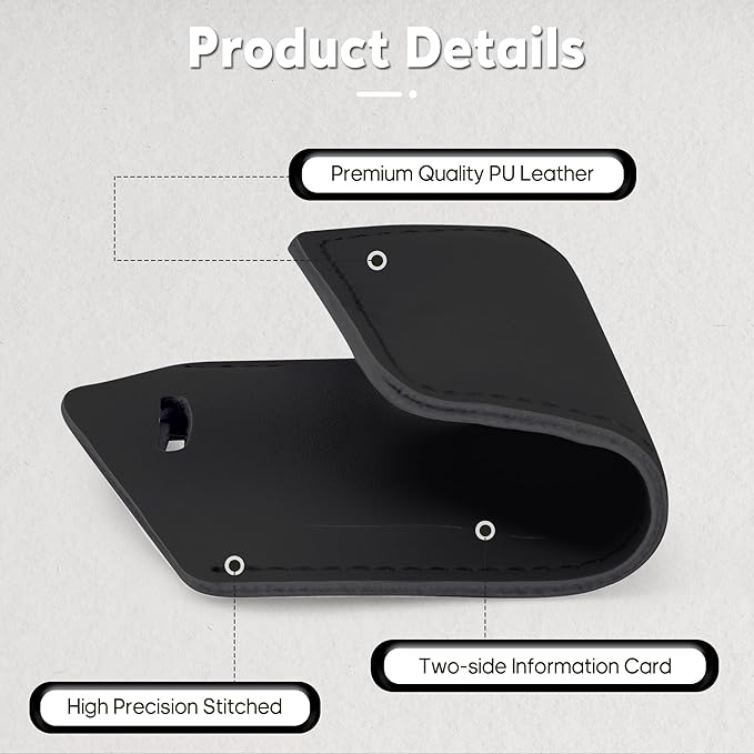 Travelambo 8 Pack Luggage Tags Faux Leather for Suitcases Travel Bag Labels Travel Accessories Essential with Protection Cover ID (Black)