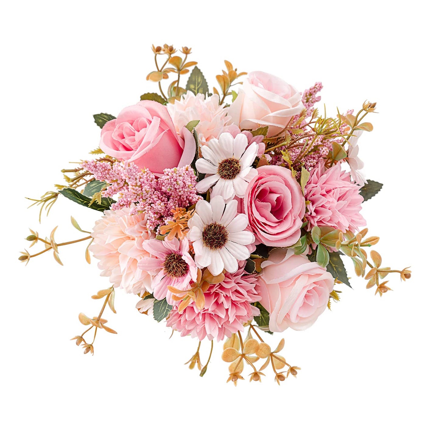 Epicpetal Fake Flowers in Vase, Artificial Pink Flowers in Vase for Decoration Faux Flowers Fake Floral for Home Decor Indoor Dining Table Centerpiece (Pink)