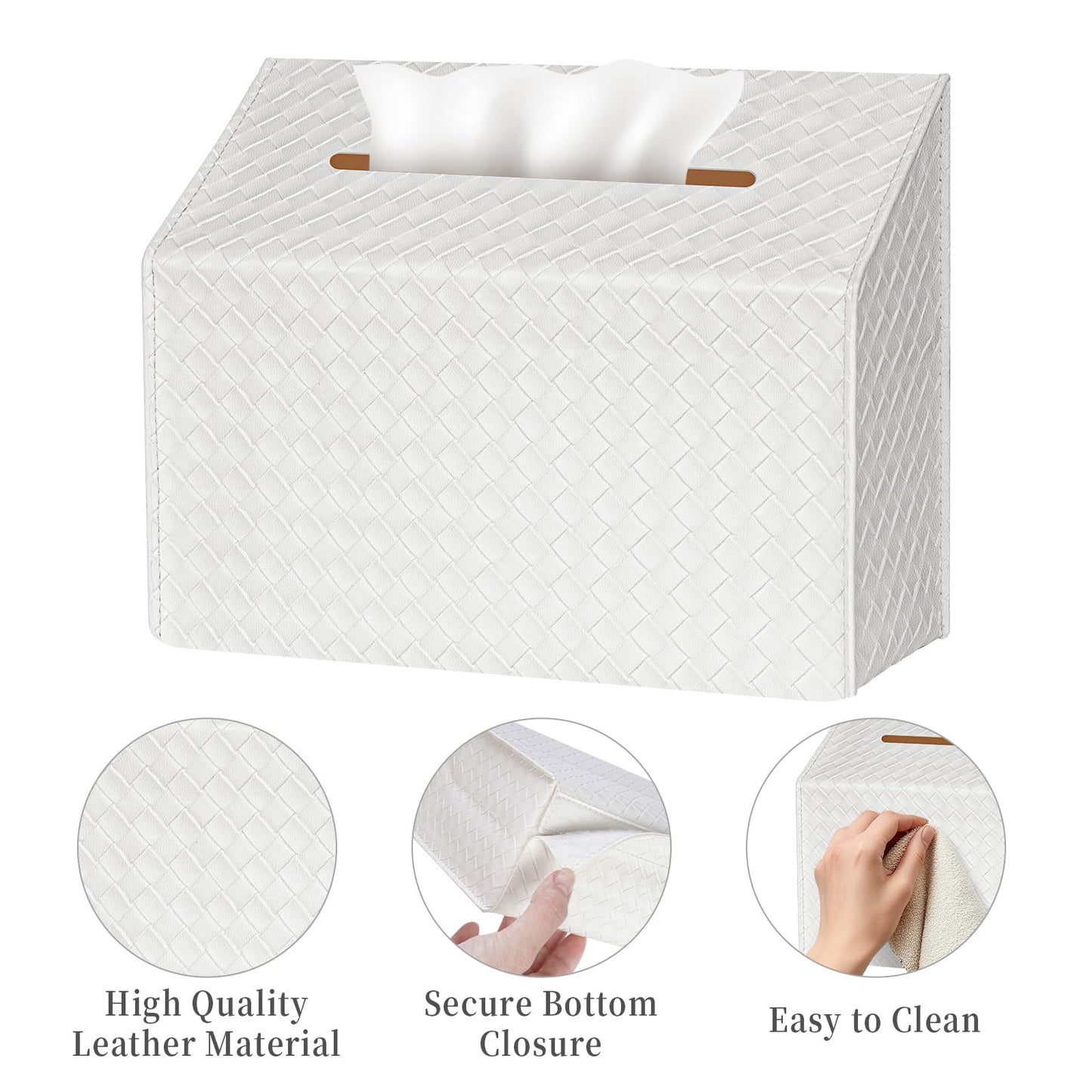 NiHome PU Leather Tissue Box Cover for Kleenex Hand Towels, Versatile Design for Countertops and Towel Racks, Leather Enhances Home Decor, Easy to Use with Exquisite Edging Craftsmanship