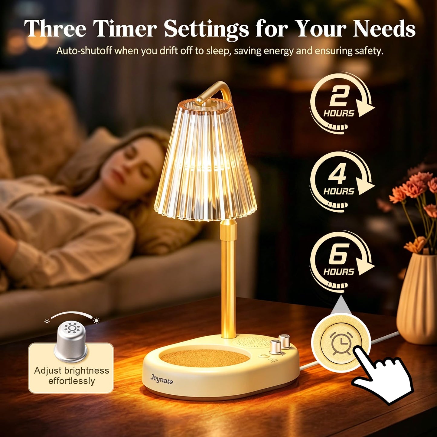 Joymate Gifts for Women, Candle Warmer Lamp with Bluetooth Speaker, Timer and Dimmer Candle Warmer Lamp with Height-Adjustable Pole Fits Different Wax Jars Perfect for Sleep, Relaxation & Home Decor